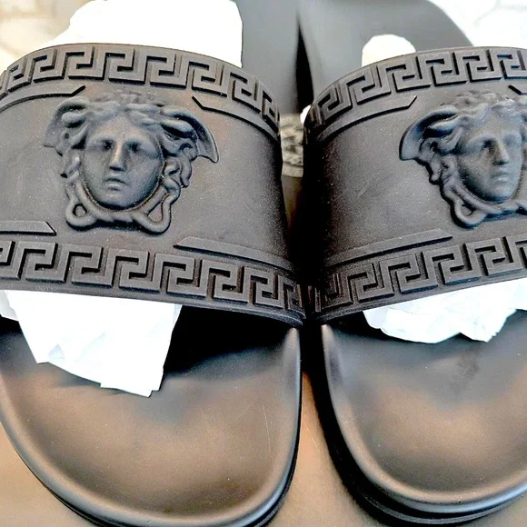 Brand New Versace Men's Ciabatta Mare Gomma Rubber Slides Black (39EU)